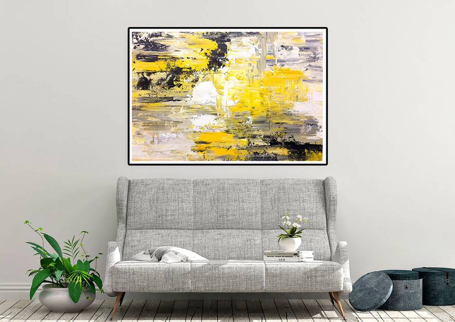 White Hand-painted Contemporary Abstract Canvas Wall Art MM2G4